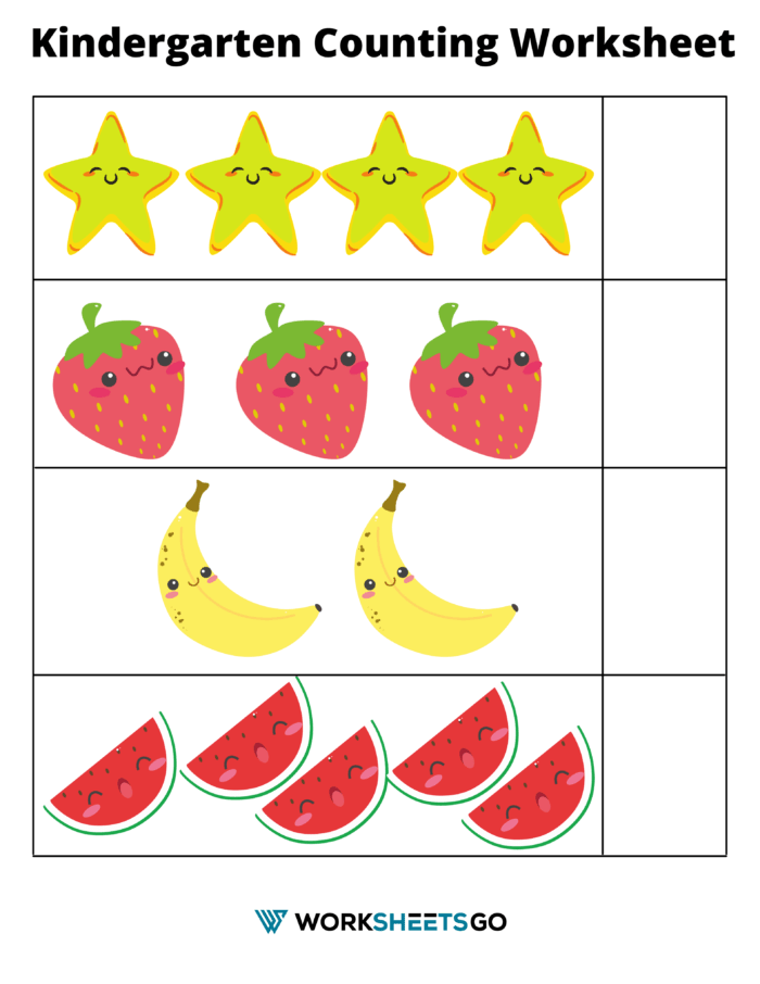 Counting Fruits Stars Worksheet