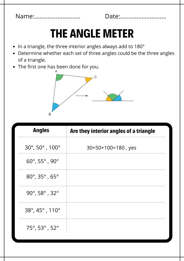 The Angle Meter Plane Geometry Worksheet