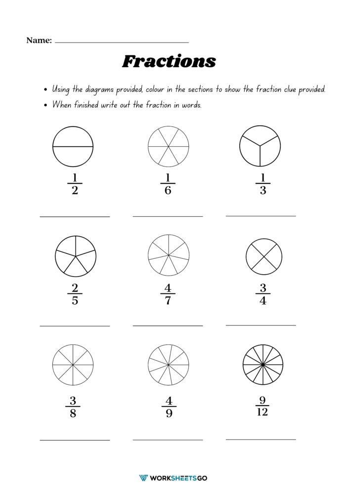 Fractions Cut Outs Worksheet
