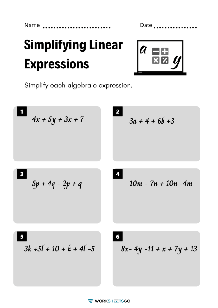 Linear Expression Worksheet