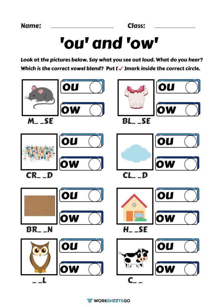 OW And OU Worksheets | WorksheetsGO