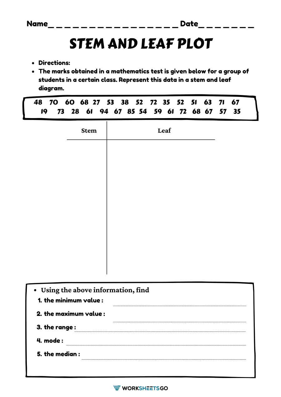 Stem And Leaf Plot Worksheets | WorksheetsGO