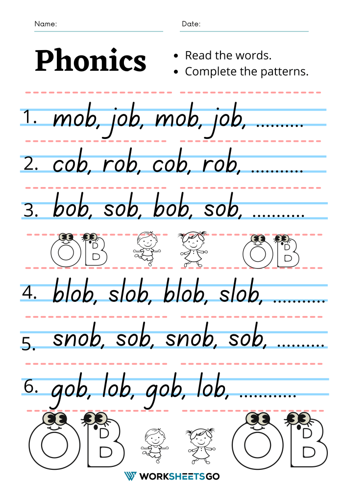 OB Word Family Worksheets | WorksheetsGO