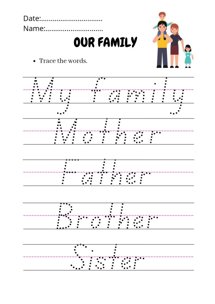 Our Family 1st Grade Handwriting Worksheets
