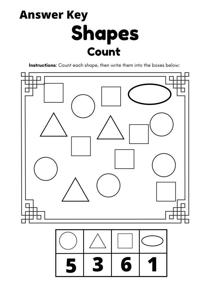 Shapes Count Simple Geometry Worksheet Answer Key