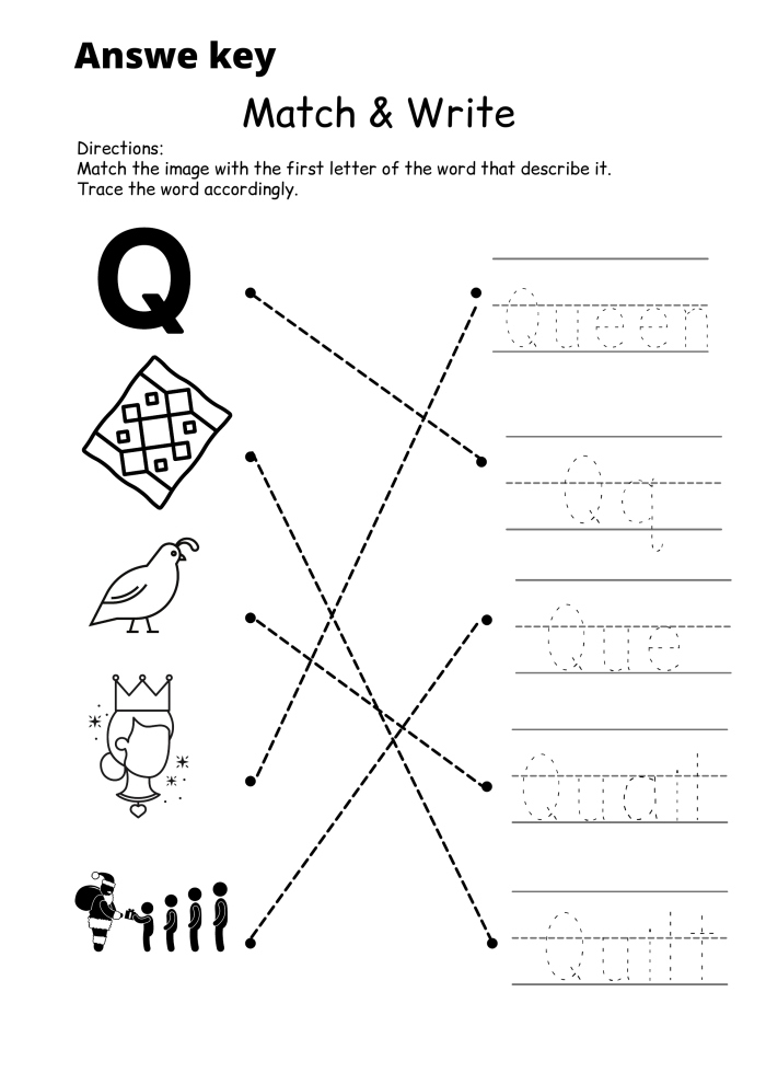 Words Begins With Q Worksheet Answer Key