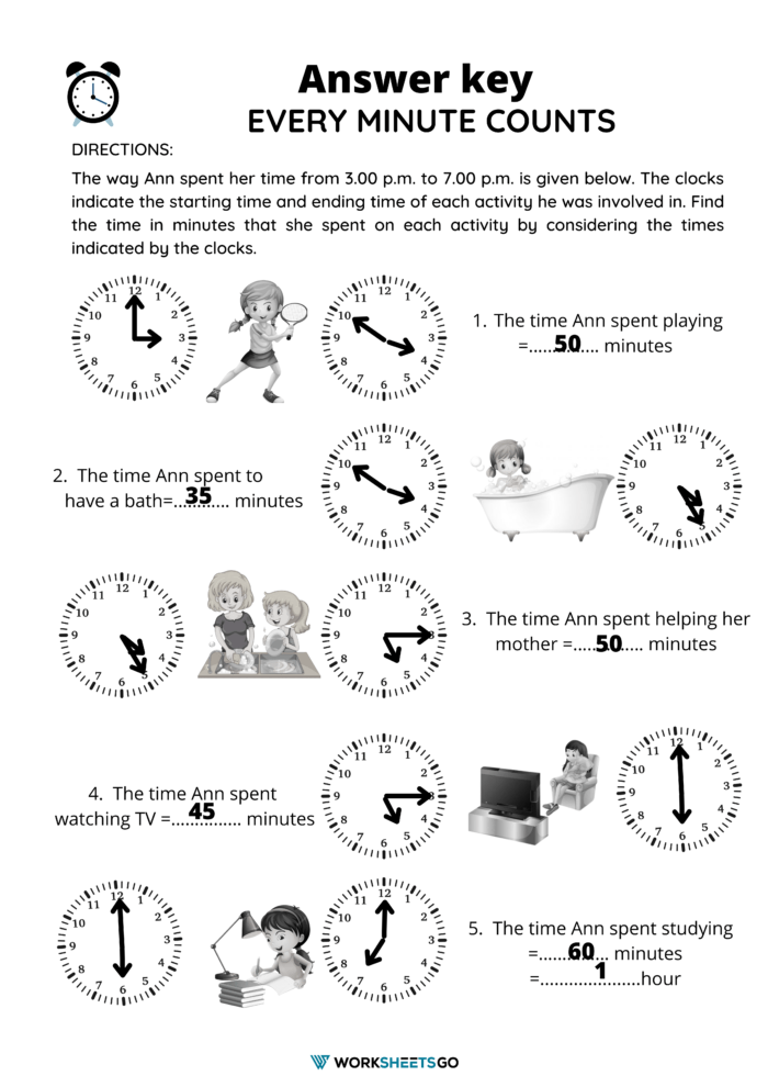 3 Md 1 Every Minute Counts Worksheet Answer Key