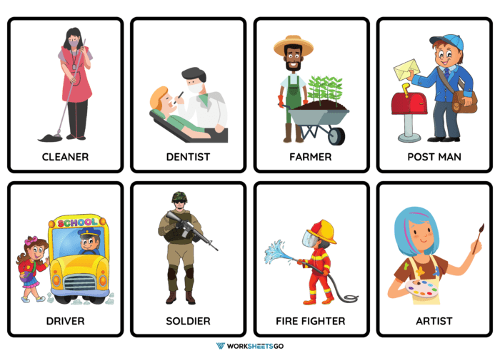 Community Helpers Flashcards -Labor Day Flashcards - English Vocabulary  Cards.