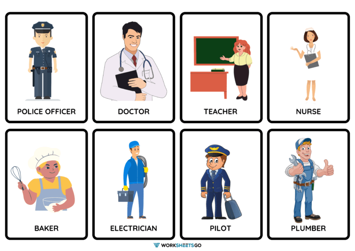 Community Helpers Flashcards -Labor Day Flashcards - English Vocabulary  Cards.