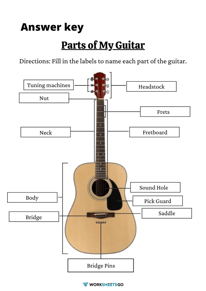 Guitar Lesson Worksheets Parts Of My Guitar Answer Key