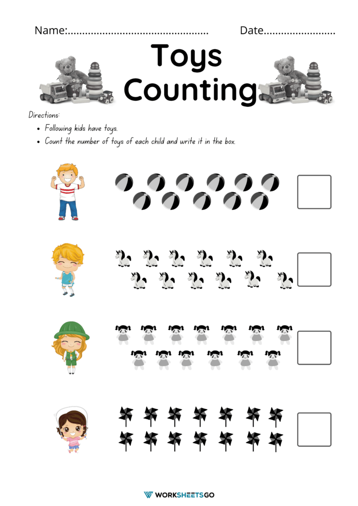 Identifying Number 1 20 Worksheet Toys Counting 1