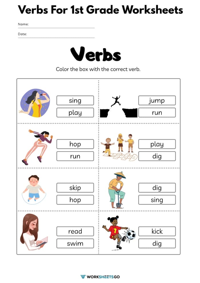 Verbs For 1st Grade Worksheets