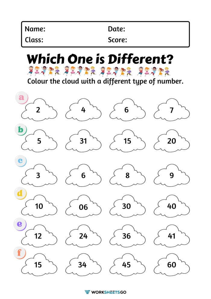 Color The Cloud With A Different Type Of Number