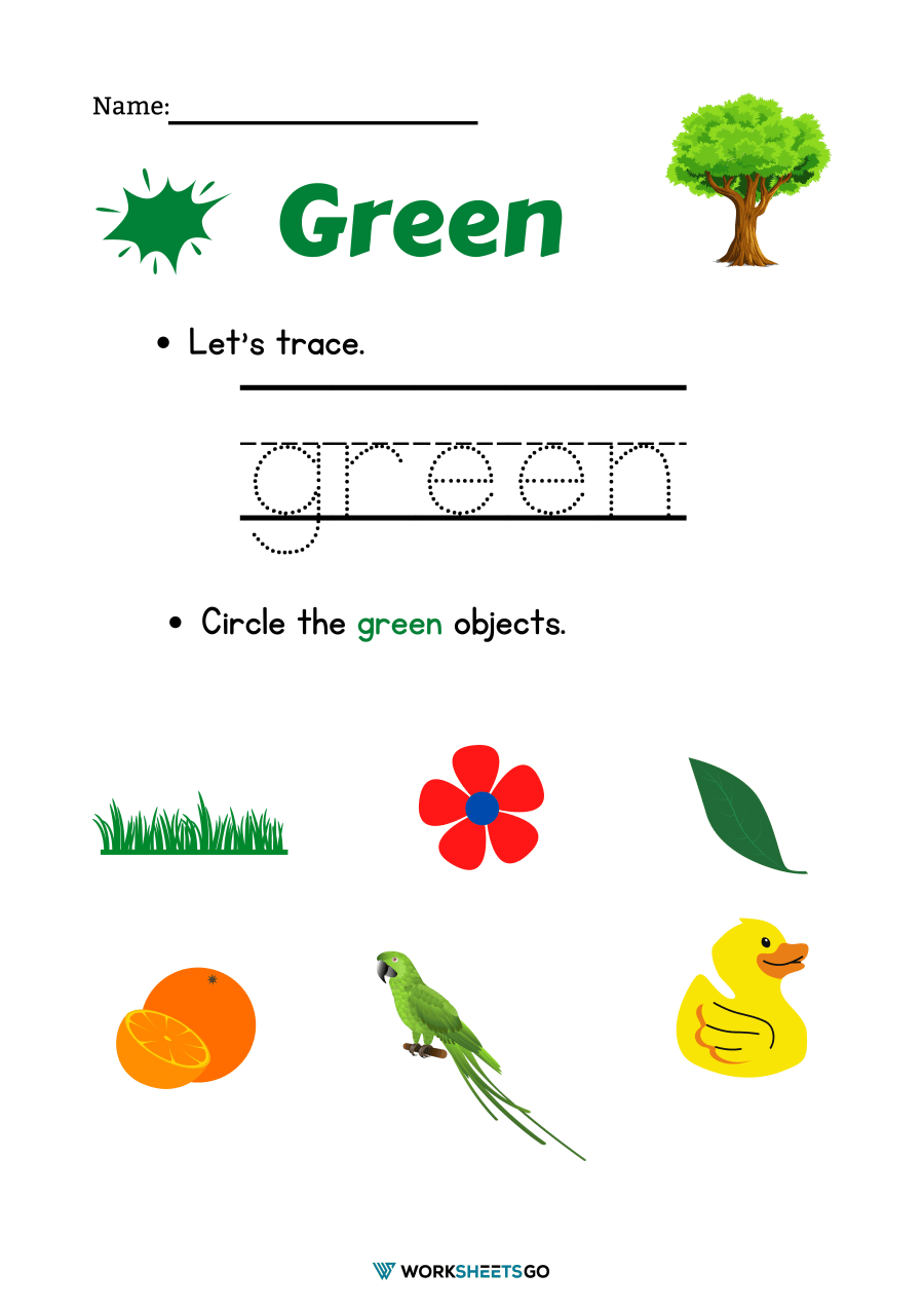 Color Green Worksheets WorksheetsGO