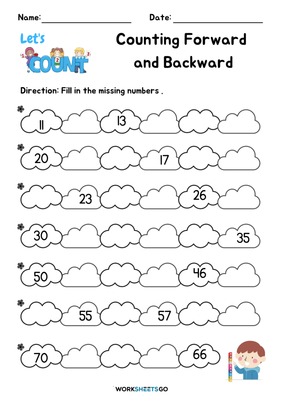 Backwards Counting Worksheets Worksheets For Kindergarten