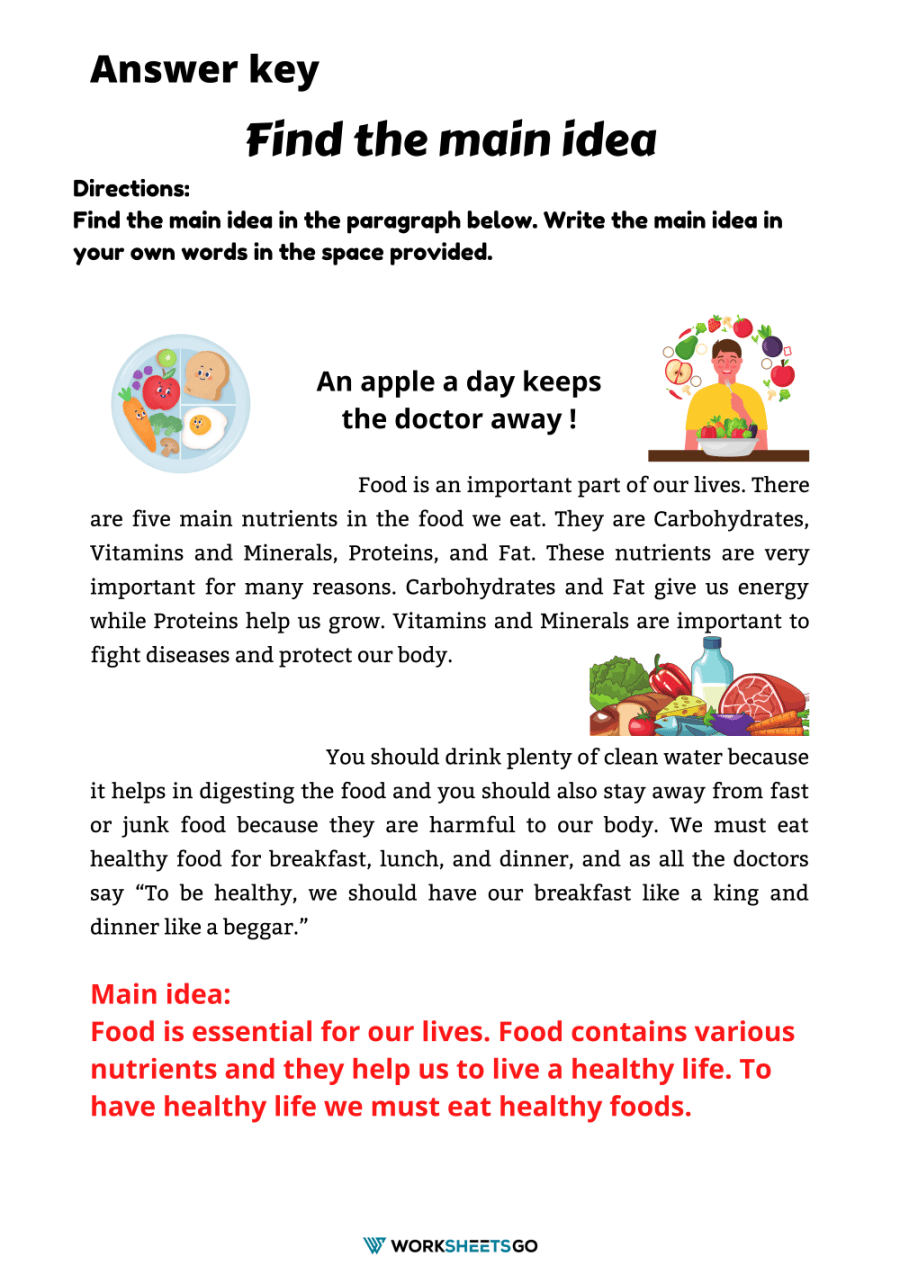 Find The Main Idea Worksheets | WorksheetsGO