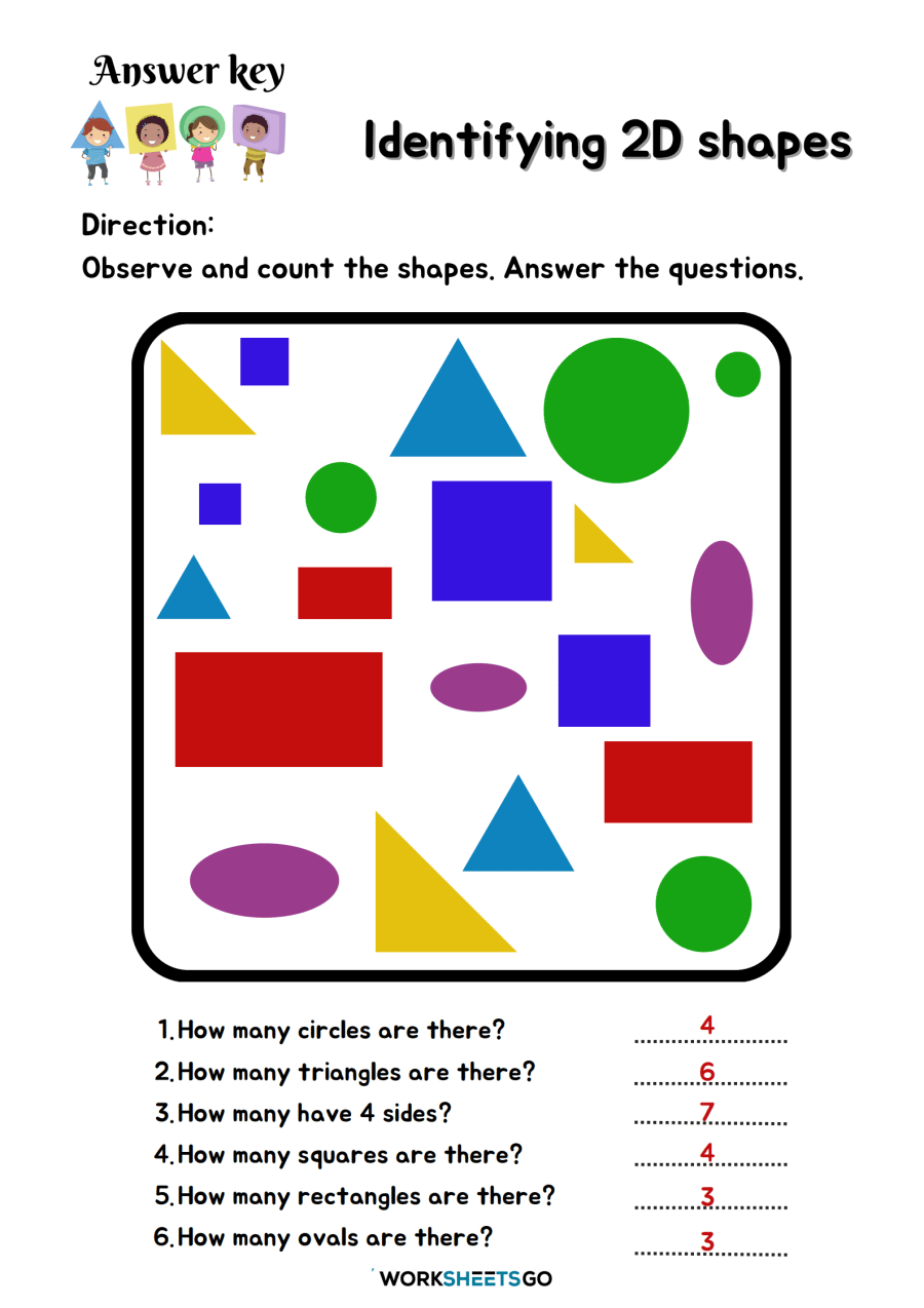Identifying 2D Shapes Worksheet Answer Key