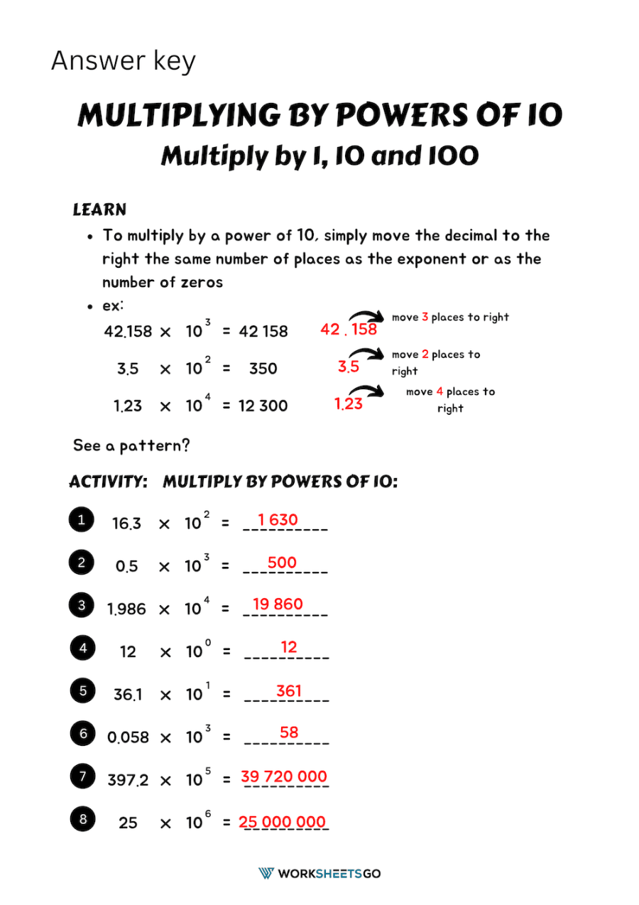 Multiplying By Powers Of 10 Worksheets WorksheetsGO