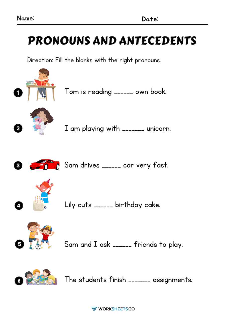 Pronoun Antecedent Worksheet Grade 3