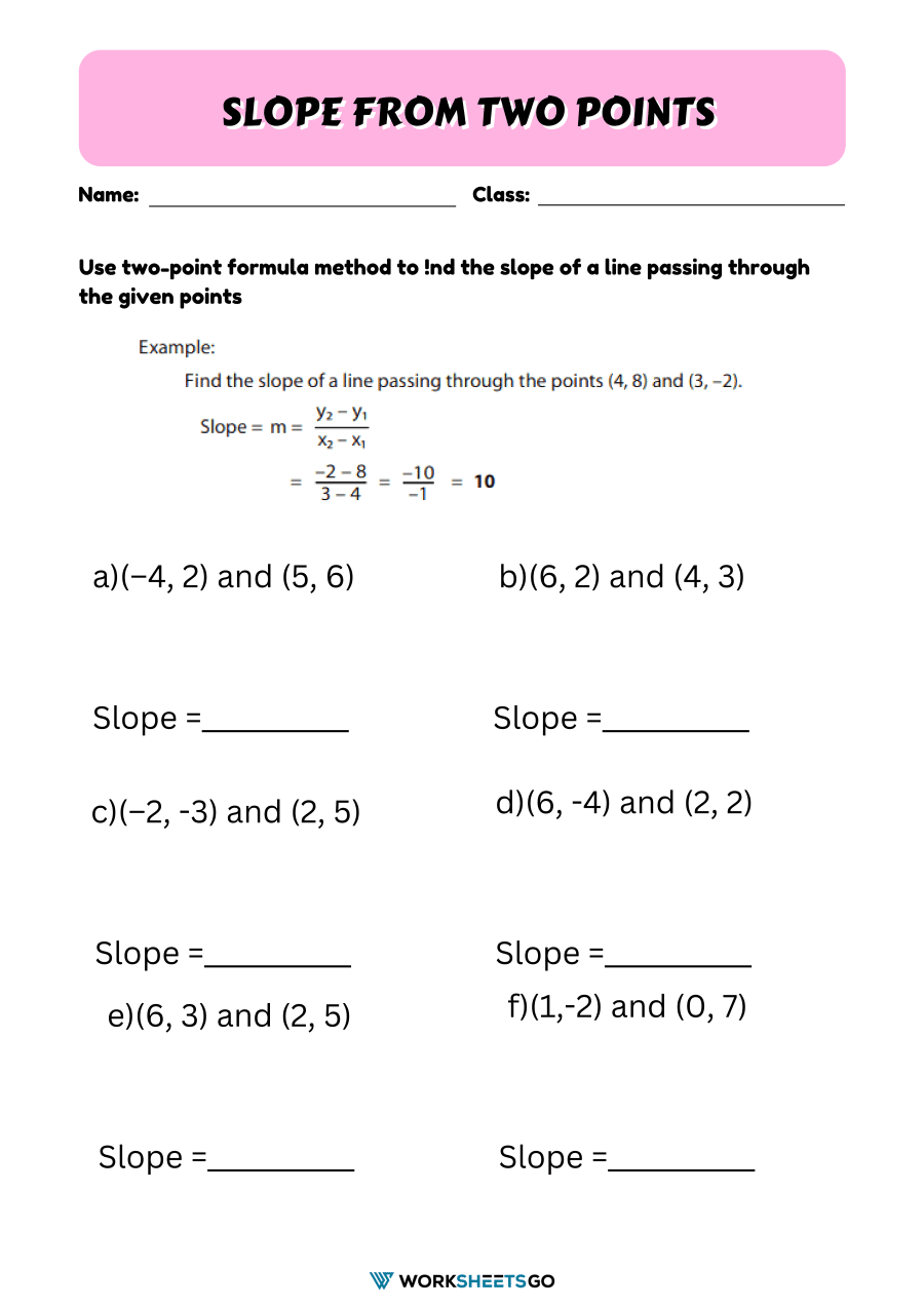 Slope From Two Points Worksheets WorksheetsGO