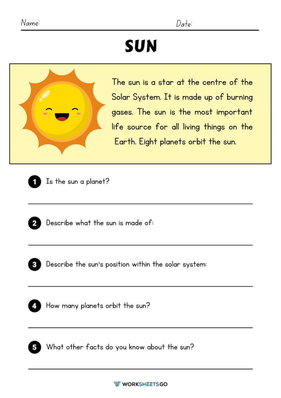 The Sun Worksheet