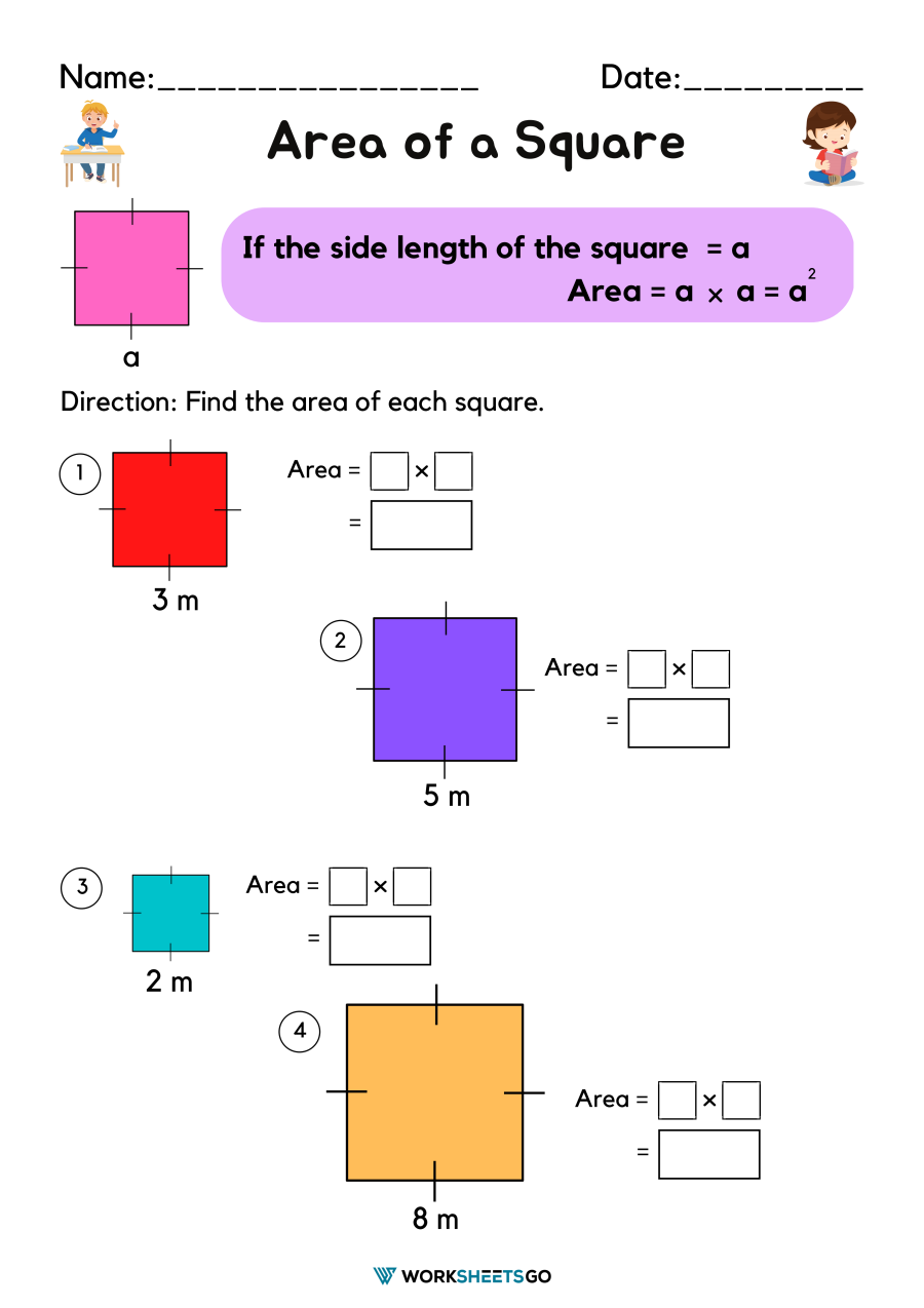 Area Of Square Worksheet