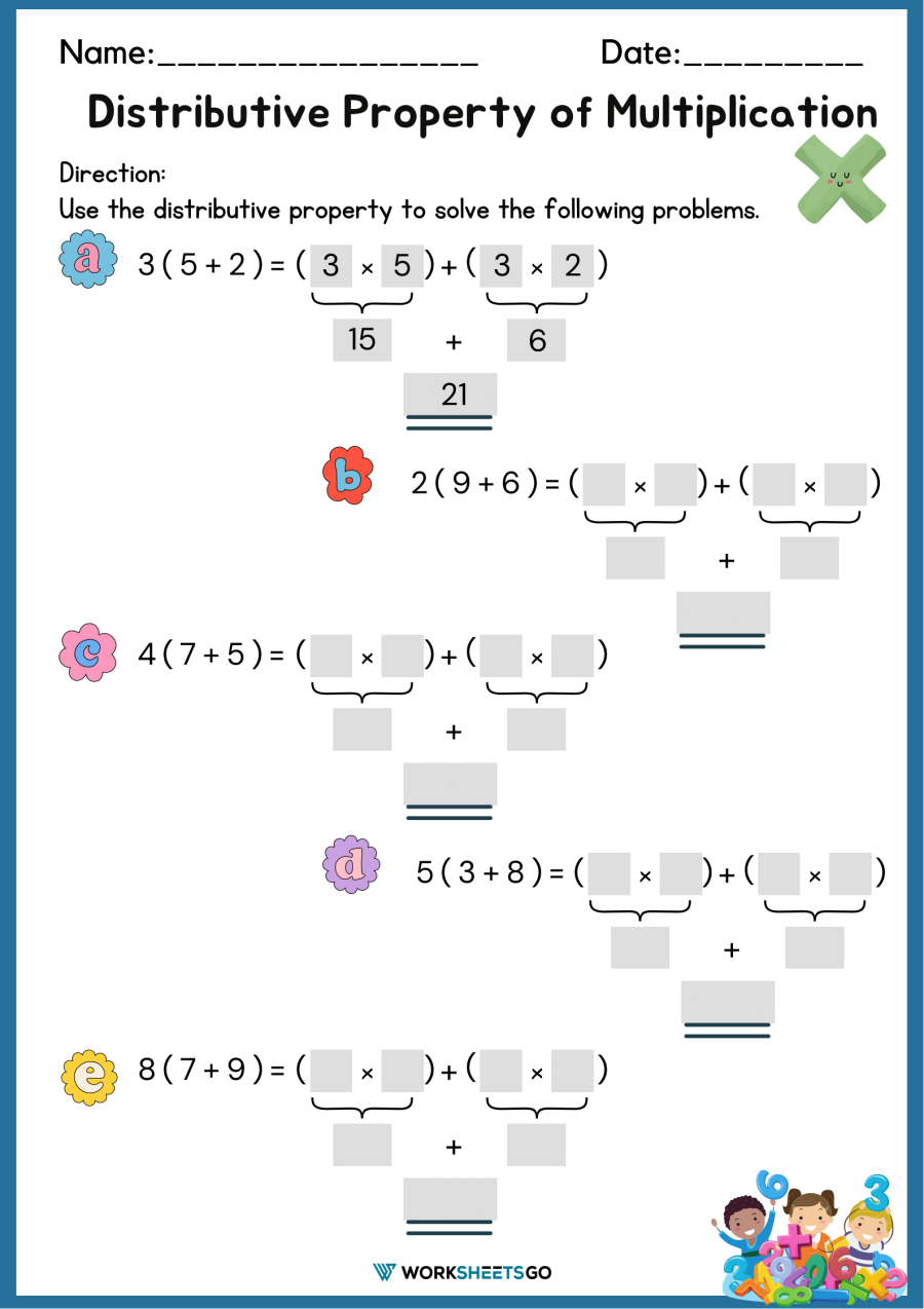 Multiplication Distributive Property Worksheet