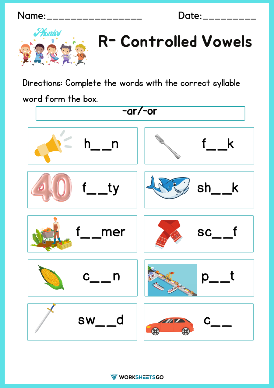 R-Controlled Vowels | WorksheetsGO