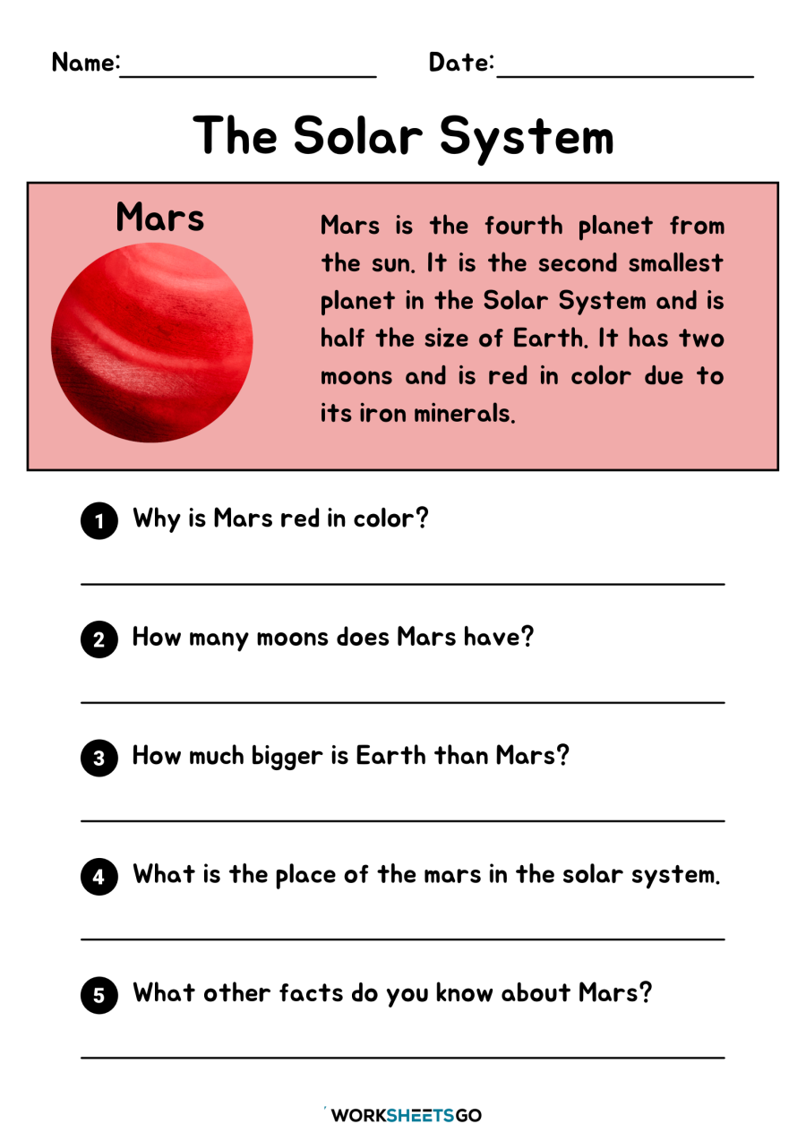 Solar System Worksheets 4th Grade Worksheets For Kindergarten