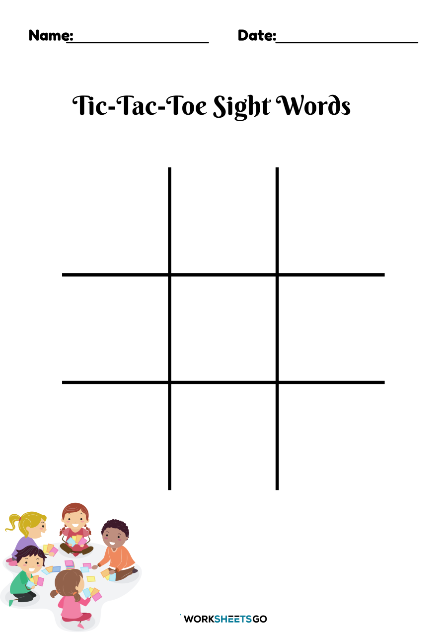 Tic Tac Toe Sight Words Worksheet 1