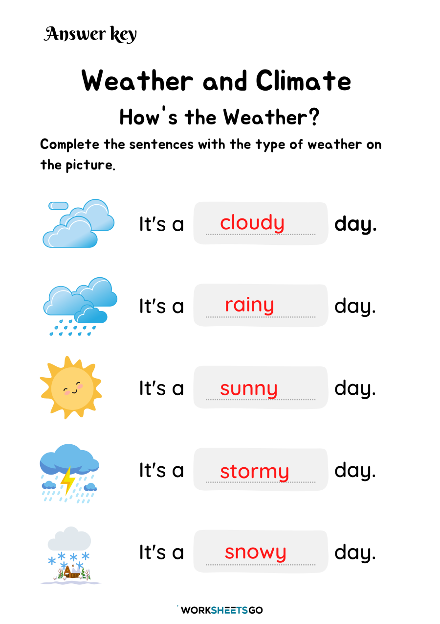 Weather And Climate Worksheet Answer Key