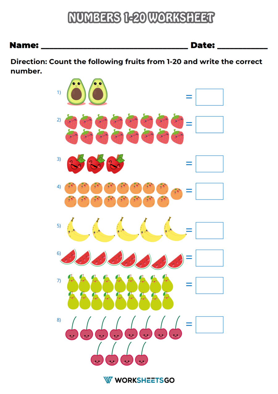 Numbers 1 20 Worksheets | WorksheetsGO