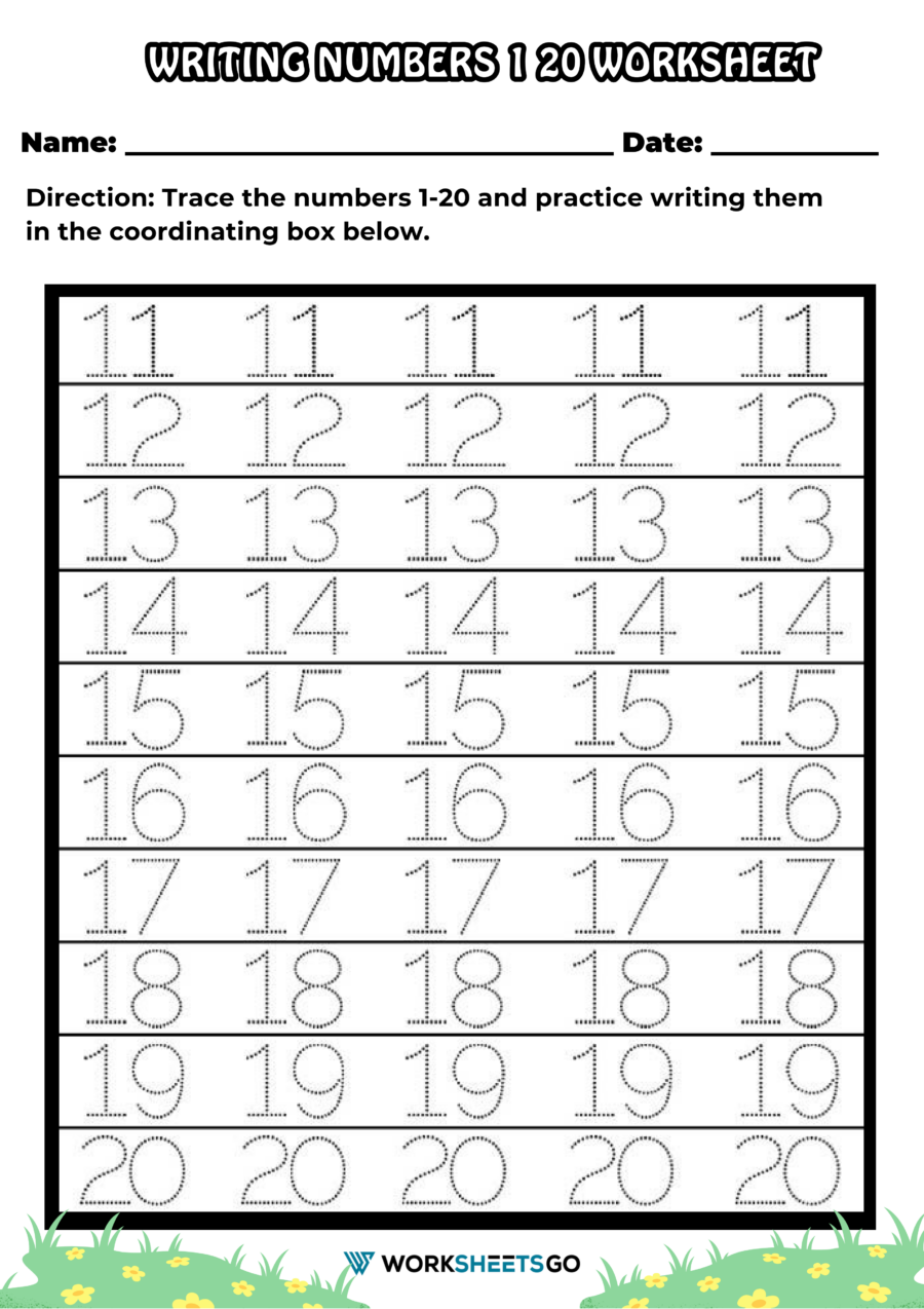 Writing Numbers 1 20 Worksheet 2
