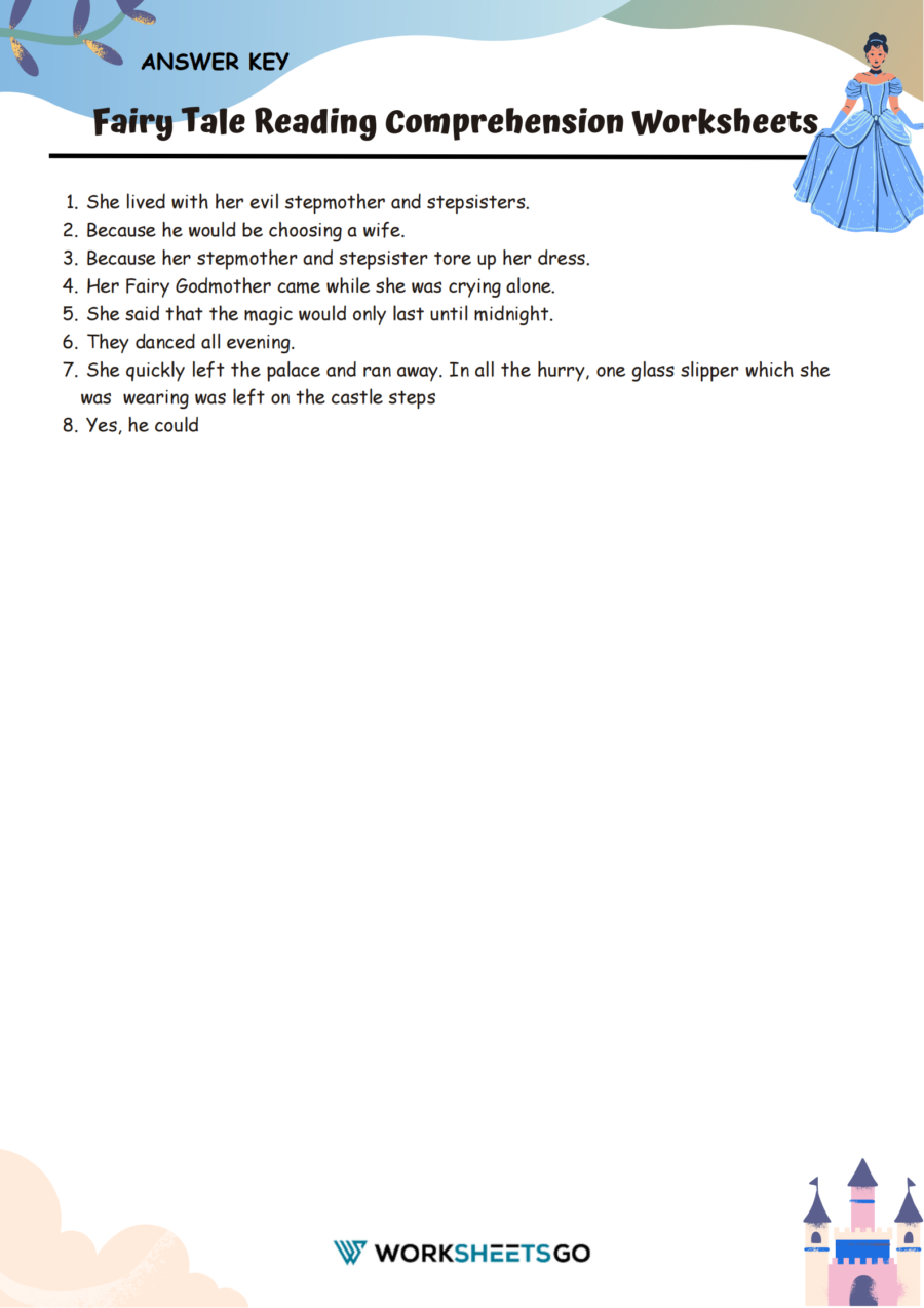 Fairy Tale Reading Comprehension Worksheet Answer Key