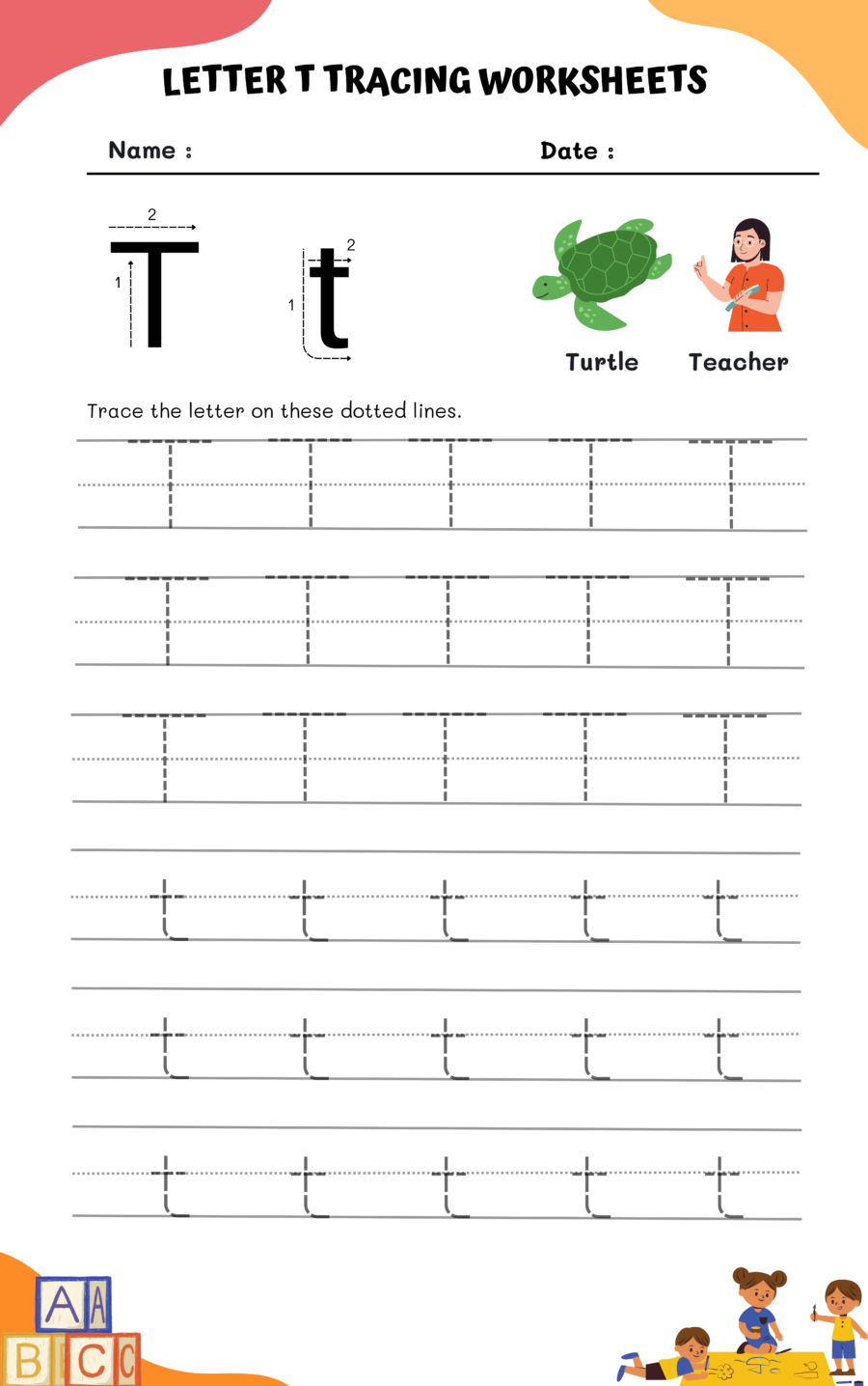 Letter T Tracing Worksheet