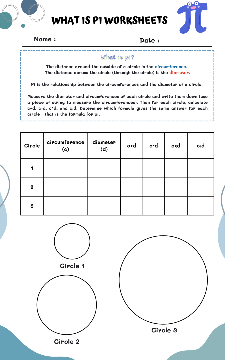 What Is Pi Worksheet