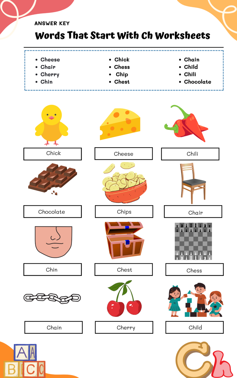 Words That Start With Ch Worksheets | WorksheetsGO